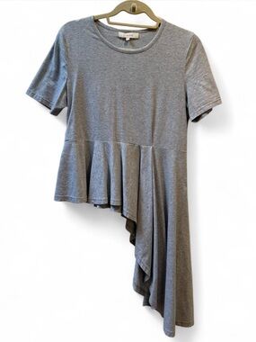 Women’s Fanco Asymmetrical Ruffle Hem Shirt  - Gray